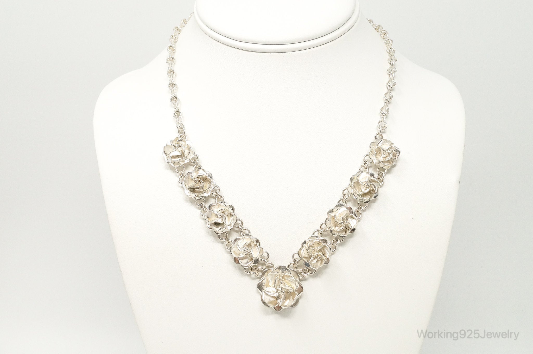 Vintage Mexico 3D Flowers Bloom Sterling Silver Necklace | Jewelry > Necklaces > Pendants | Wiccan Center