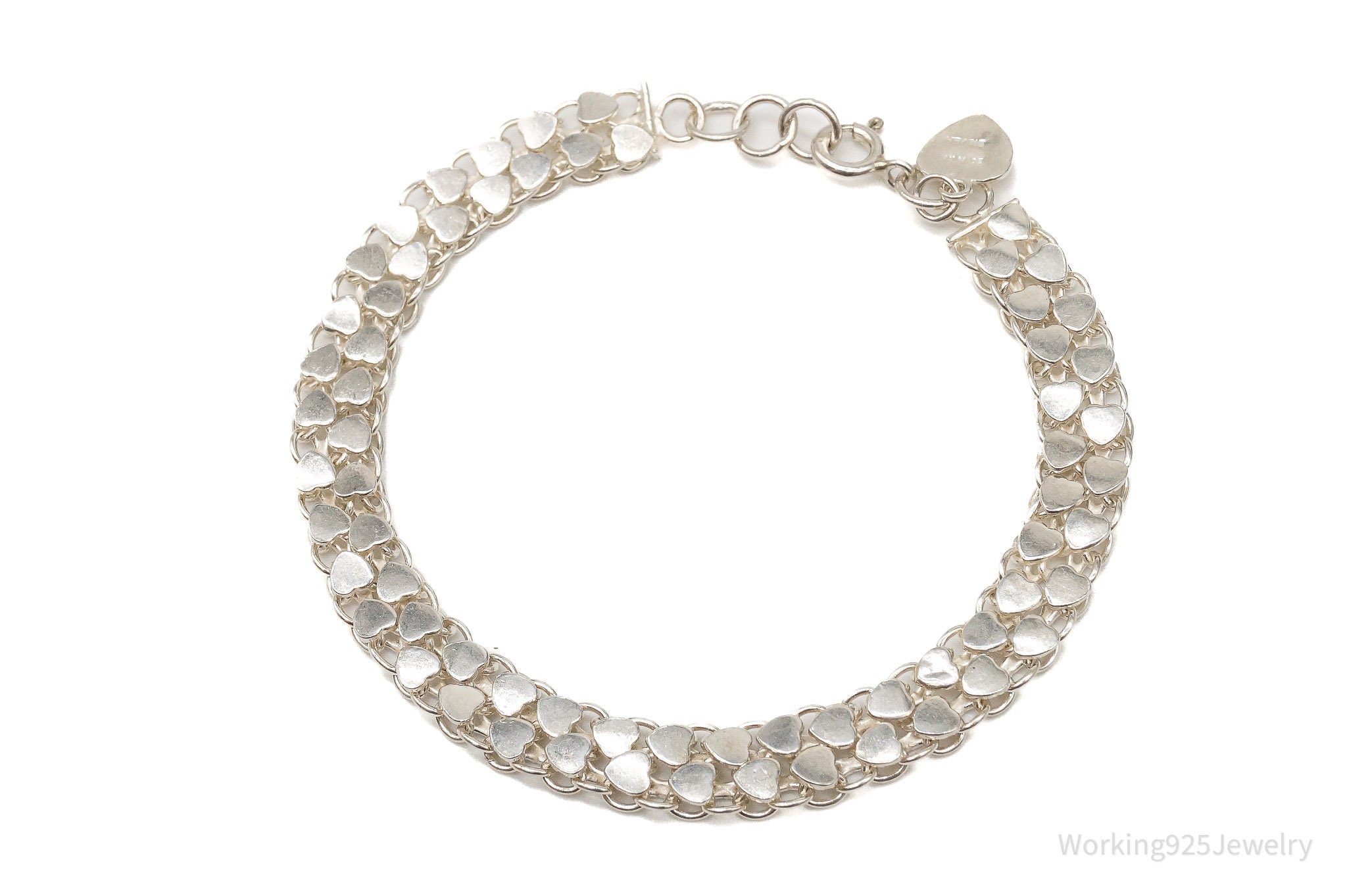 Vintage Hearts Mesh Chain Link Silver Bracelet | Jewelry > Bracelets | Wiccan Center