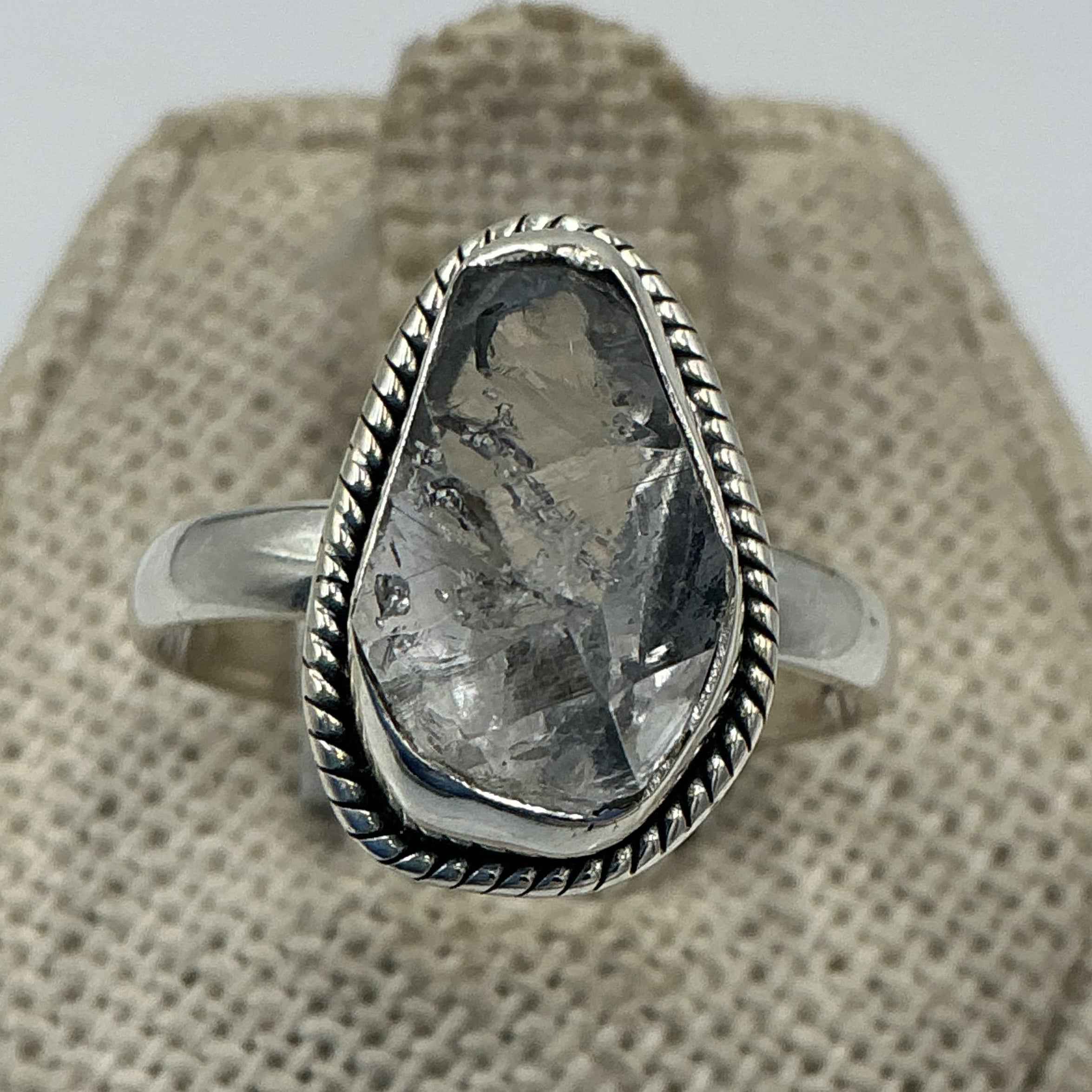 Sterling Silver Bezeled Herkimer Diamond Ring - Size 7 - Clarity, Intuition & Alignment | Rings | Wiccan Center