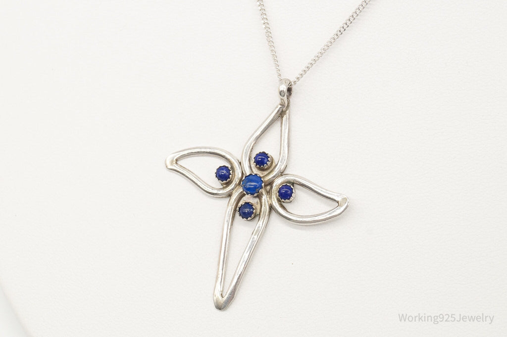 Vintage Native American FY Lapis Lazuli Sterling Silver Cross Necklace | Jewelry > Necklaces > Pendants | Wiccan Center