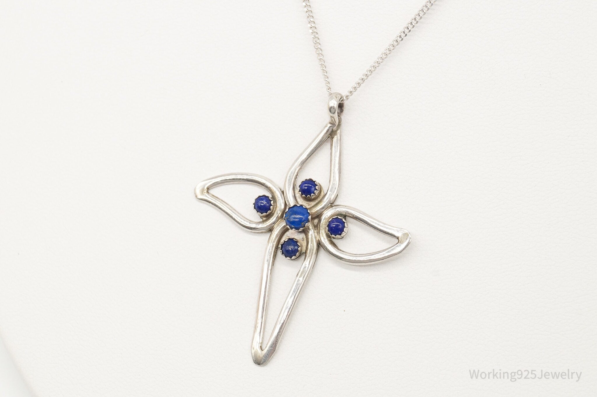 Vintage Native American FY Lapis Lazuli Sterling Silver Cross Necklace | Jewelry > Necklaces > Pendants | Wiccan Center