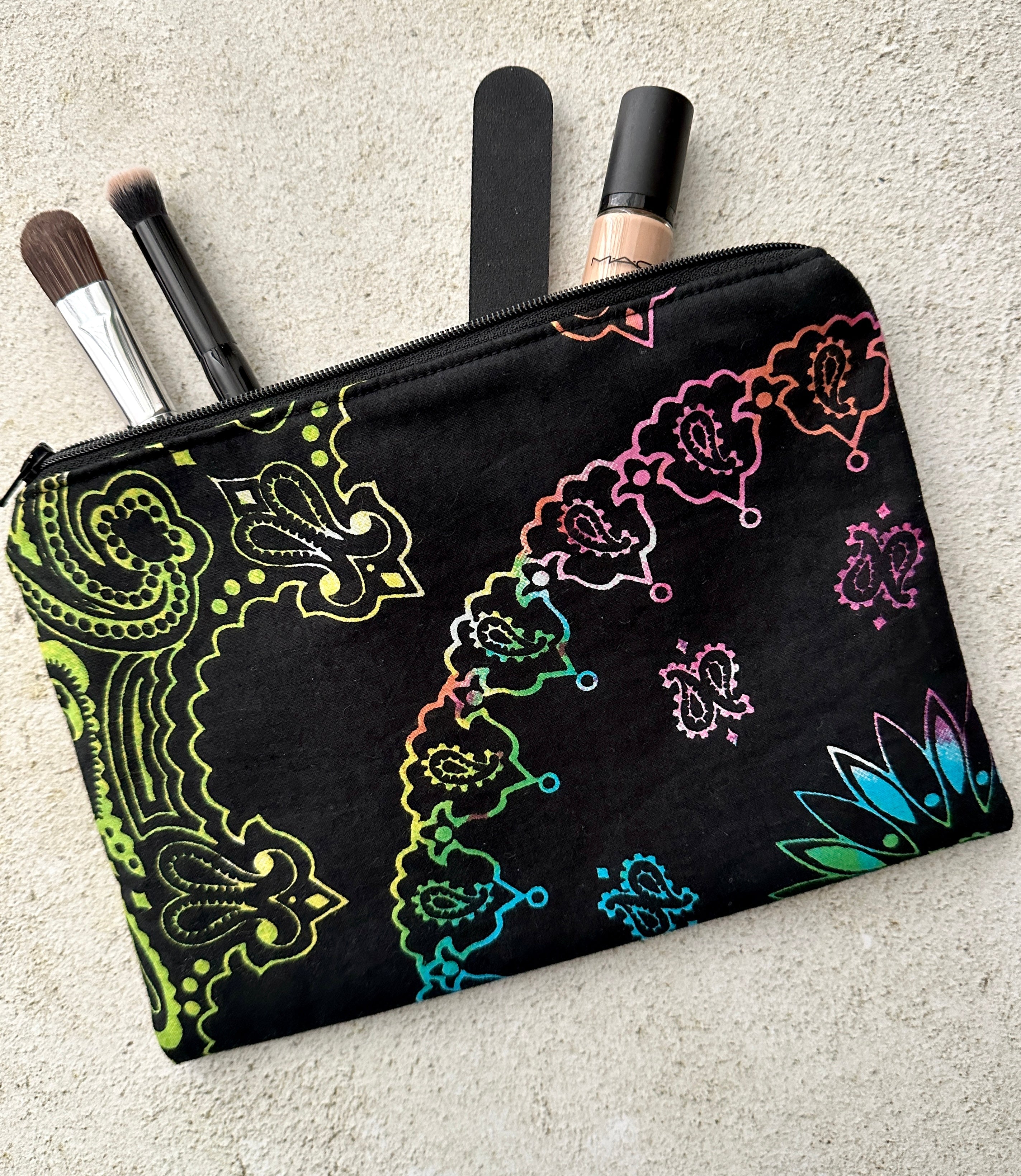 Witchy Rainbow Paisley Tarot Bag Zipper Pouch With Custom Color Lining