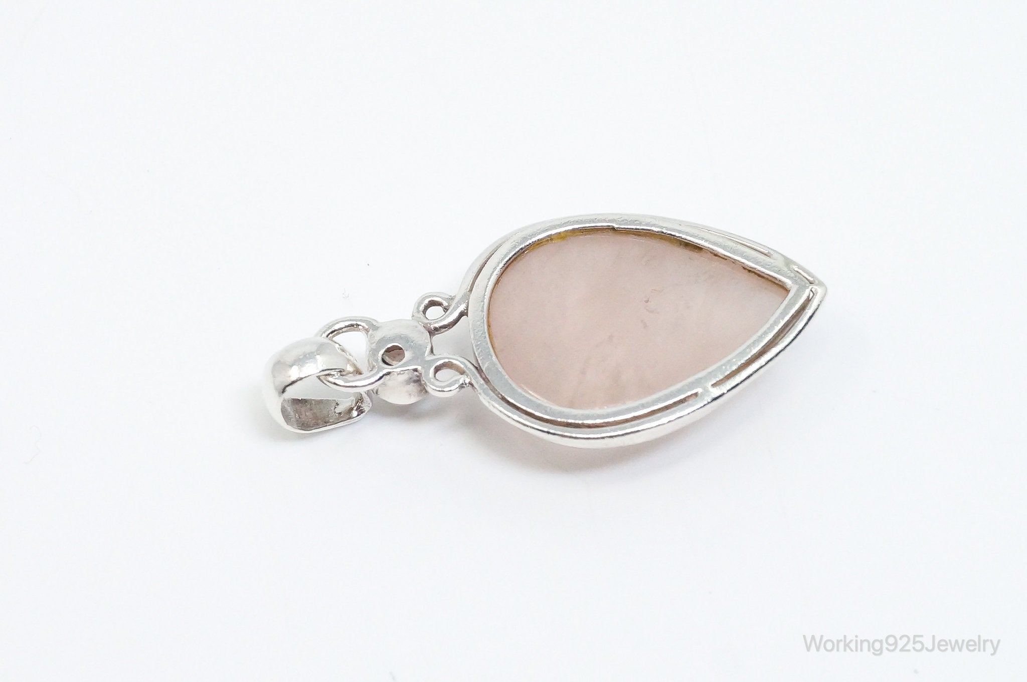 Large Vintage Rose Quartz Sterling Silver Necklace Pendant | Jewelry > Necklaces > Pendants | Wiccan Center