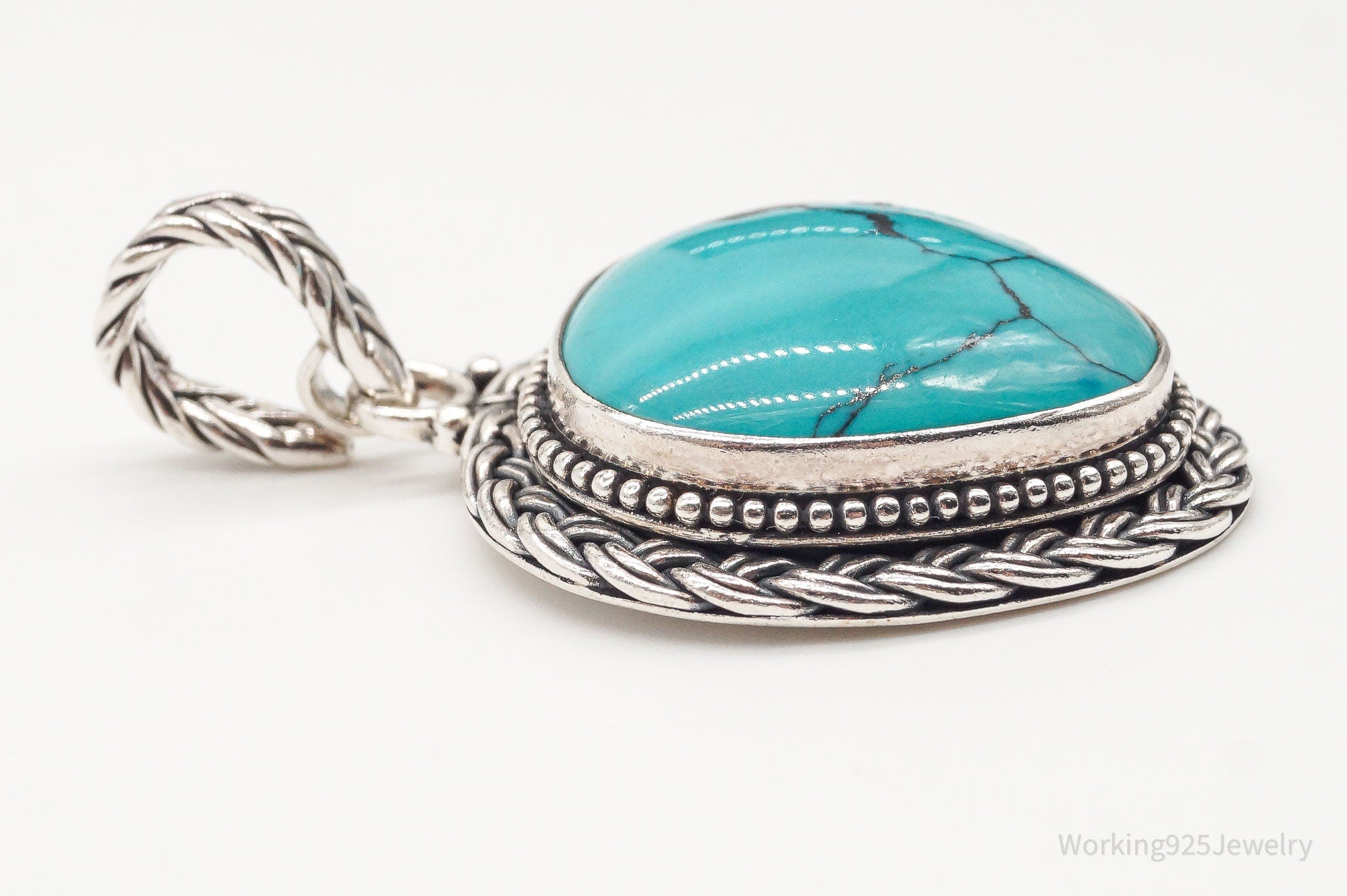 Large Vintage Designer Barse Turquoise Western Sterling Silver Pendant | Jewelry > Necklaces > Pendants | Wiccan Center