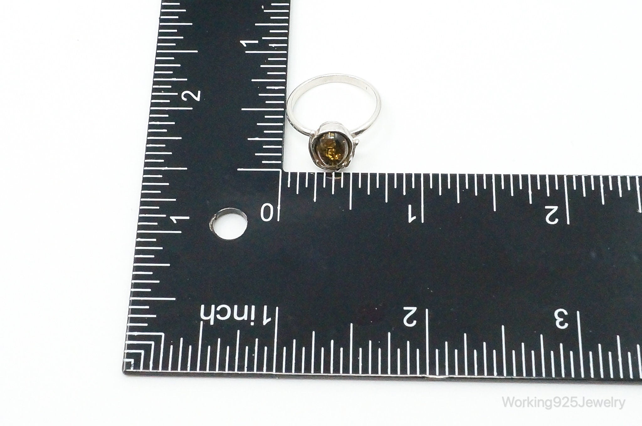 Vintage Yellow Amber Modern Sterling Silver Ring - Size 4.75 | Jewelry > Rings | Wiccan Center