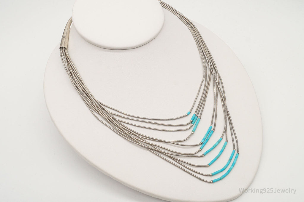 Vintage Native American Turquoise Silver Bead Necklace | Jewelry > Necklaces > Pendants | Wiccan Center