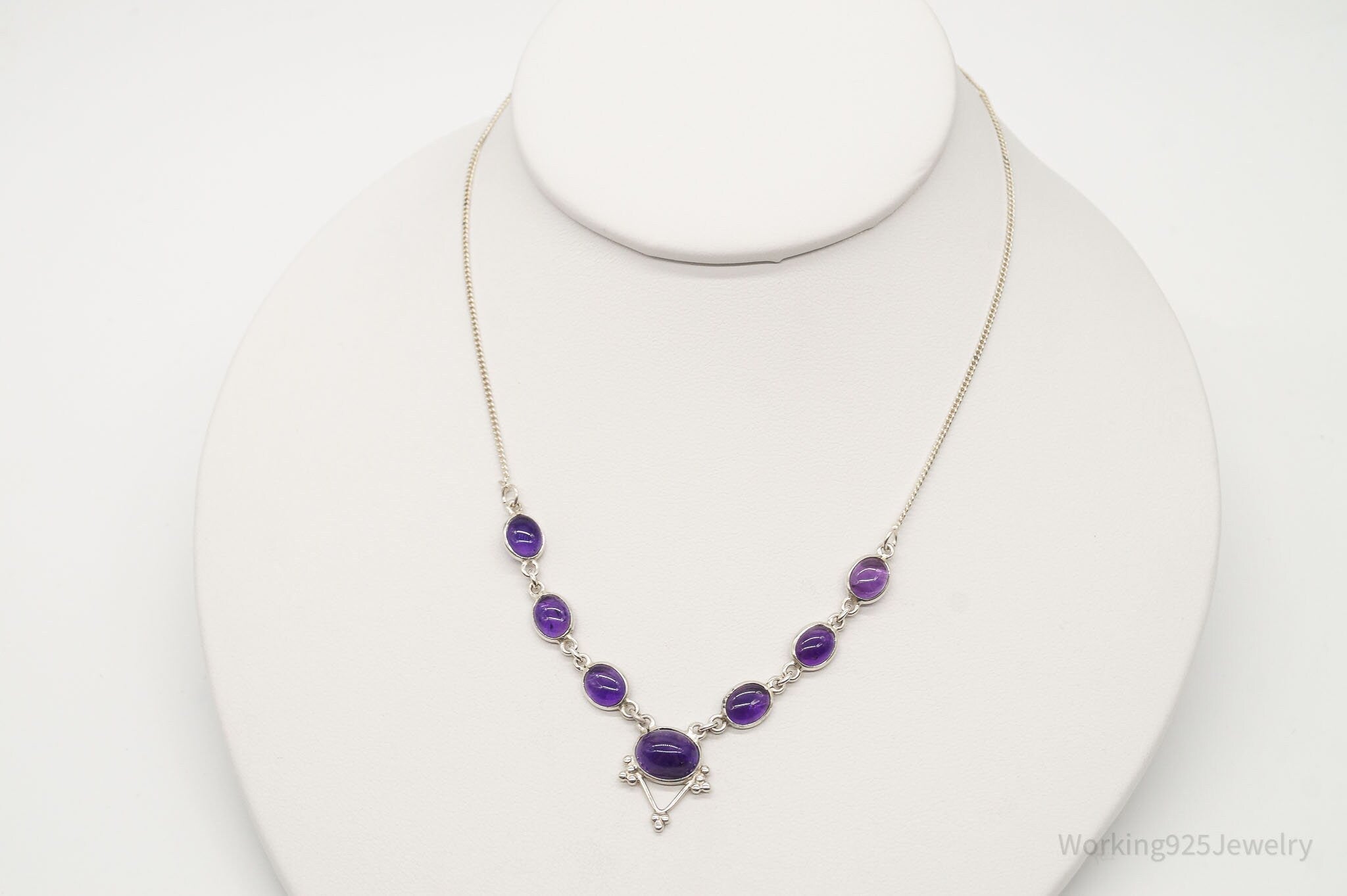 Vintage Amethyst Bib Style Silver Necklace | Jewelry > Necklaces > Pendants | Wiccan Center