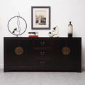Chinese Solid Wood Gold Sideboard – Ming & Qing Inspired 4‑Door Foyer & Dining Cabinet