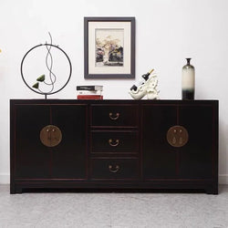Chinese Solid Wood Gold Sideboard – Ming & Qing Inspired 4‑Door Foyer & Dining Cabinet | Cabinets | Wiccan Center