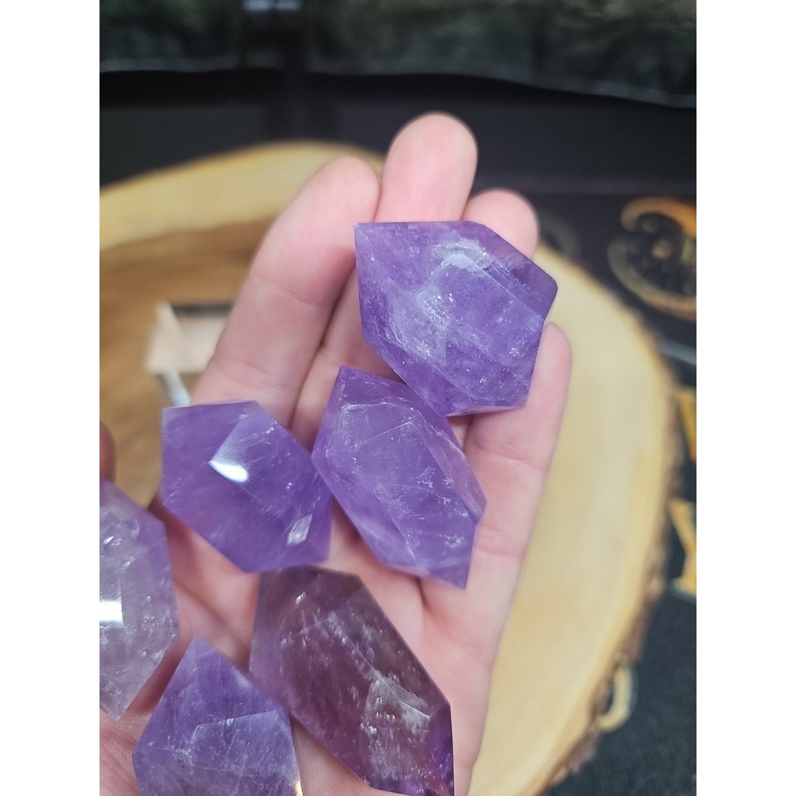 1each Natural Purple Amethyst Quartz Crystal Double Point Wand