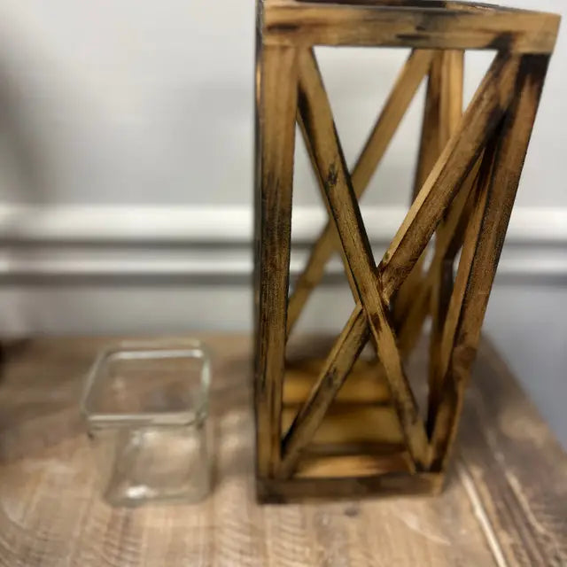 Wooden Lantern With Glass Votive Hold - Set of 2 | | Wiccan Center