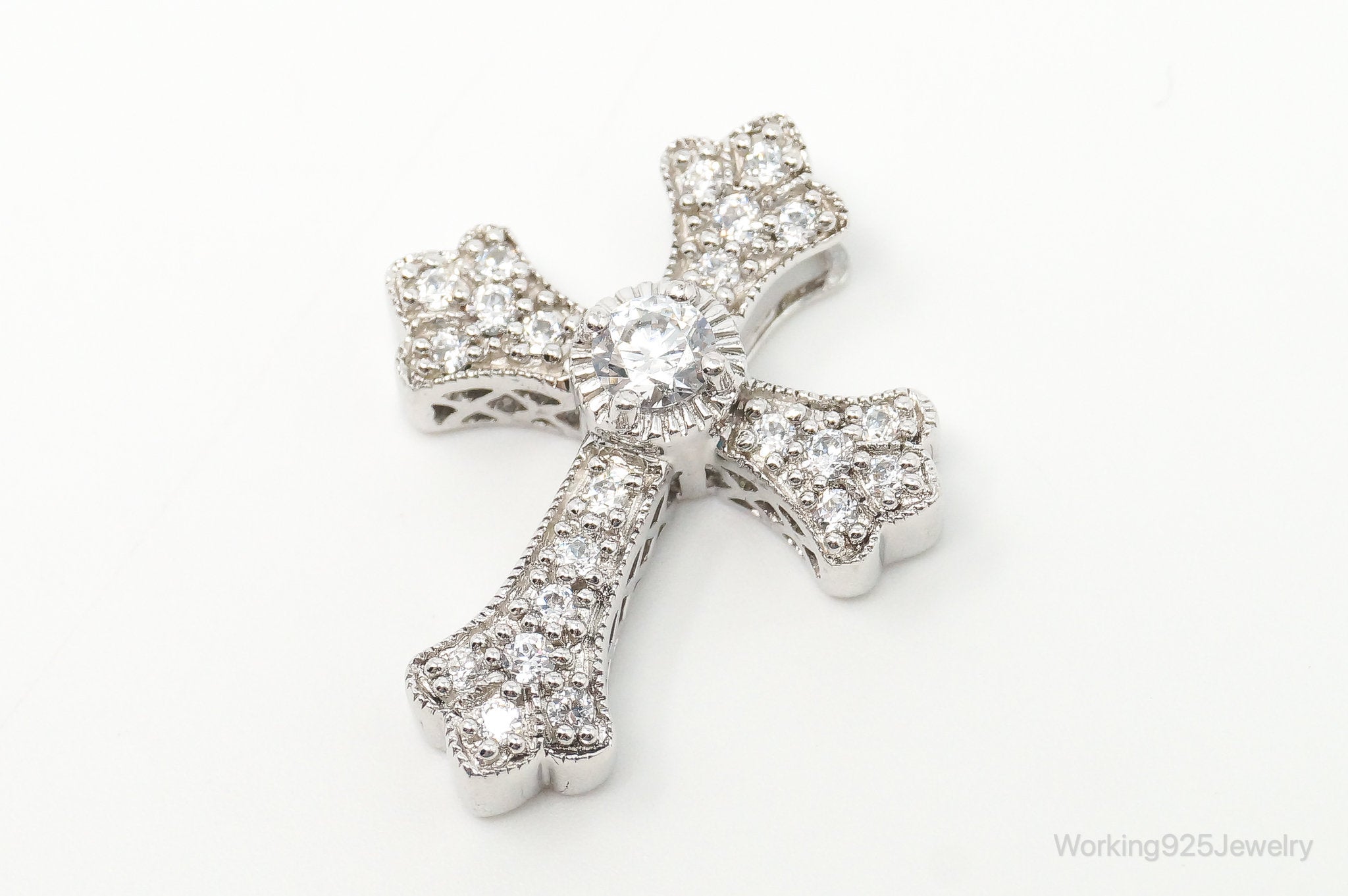 Vintage Designer MEDA Cubic Zirconia Cross Sterling Silver Necklace Pendant | Jewelry > Necklaces > Pendants | Wiccan Center