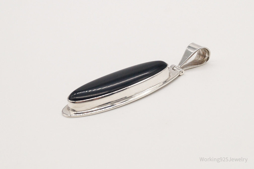 Large Vintage Mexico CII Black Onyx Sterling Silver Pendant | Jewelry > Necklaces > Pendants | Wiccan Center
