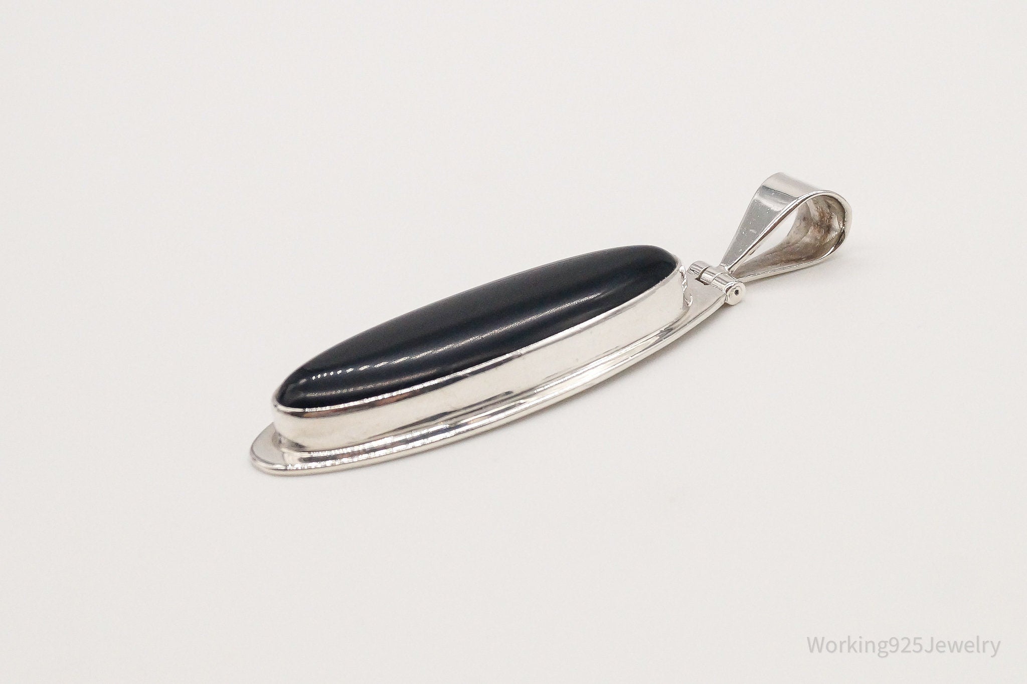 Large Vintage Mexico CII Black Onyx Sterling Silver Pendant | Jewelry > Necklaces > Pendants | Wiccan Center
