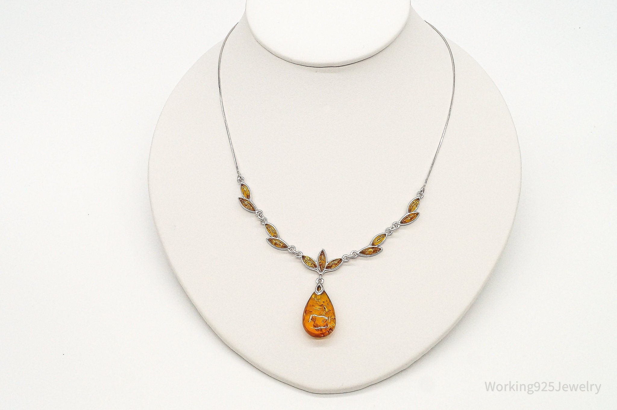 Vintage Designer Amber Sterling Silver Necklace | Jewelry > Necklaces > Pendants | Wiccan Center