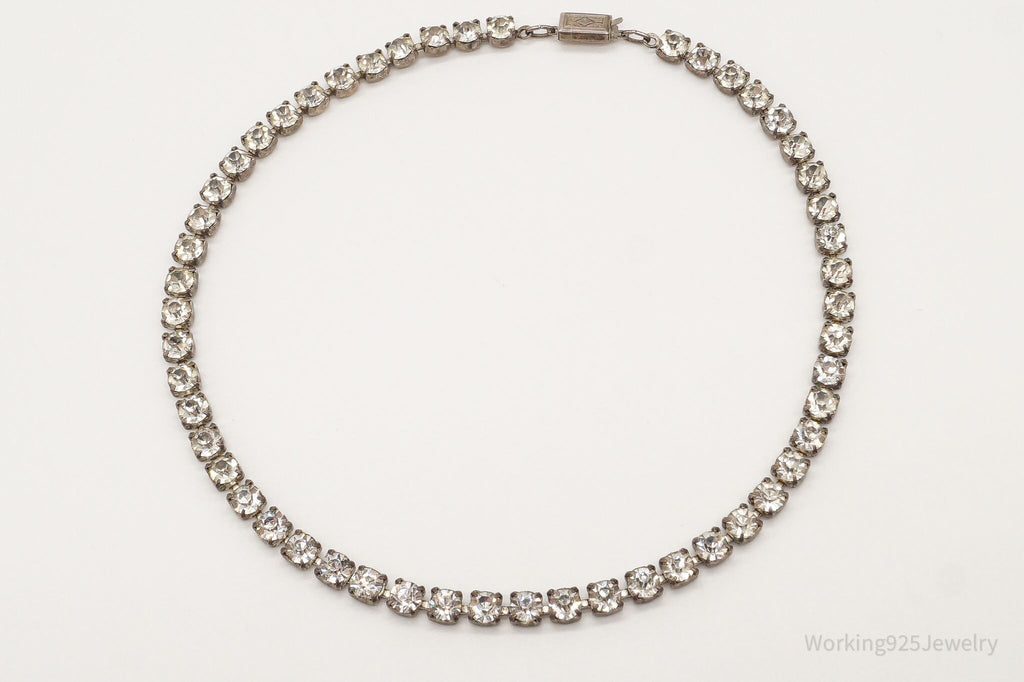 Antique Rhinestone Sterling Silver Necklace 14" | Jewelry > Necklaces > Pendants | Wiccan Center