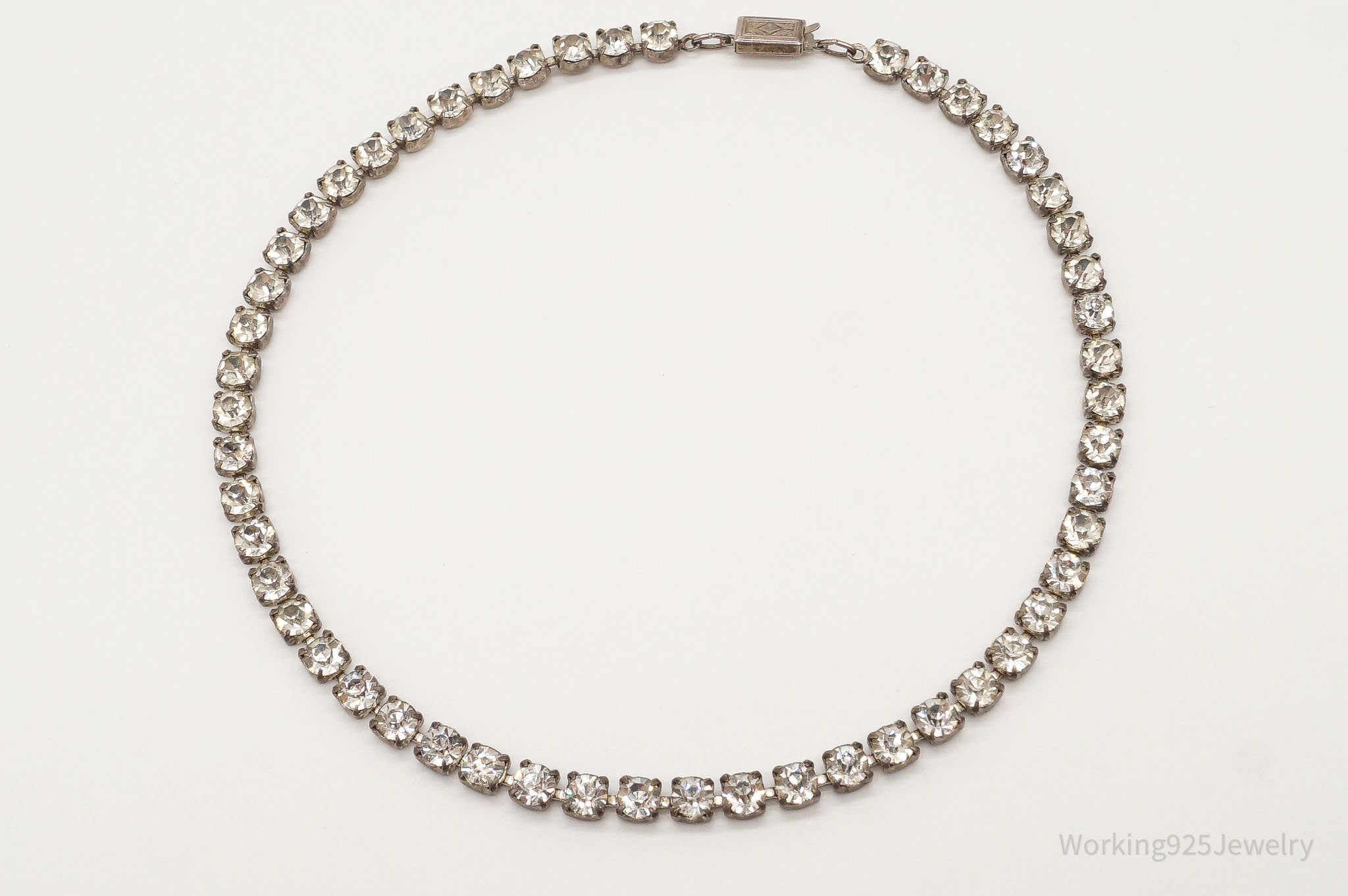 Antique Rhinestone Sterling Silver Necklace 14" | Jewelry > Necklaces > Pendants | Wiccan Center