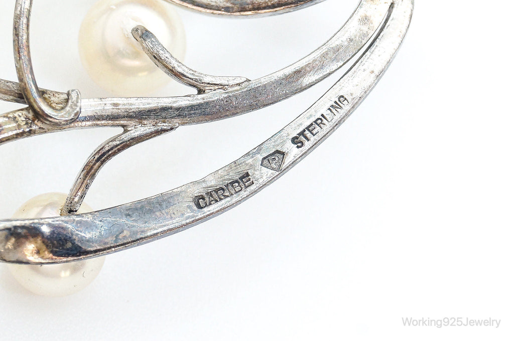 Large Antique Faux Pearl Sterling Silver Brooch Pin | Jewelry > Brooches, Pins & Clips | Wiccan Center