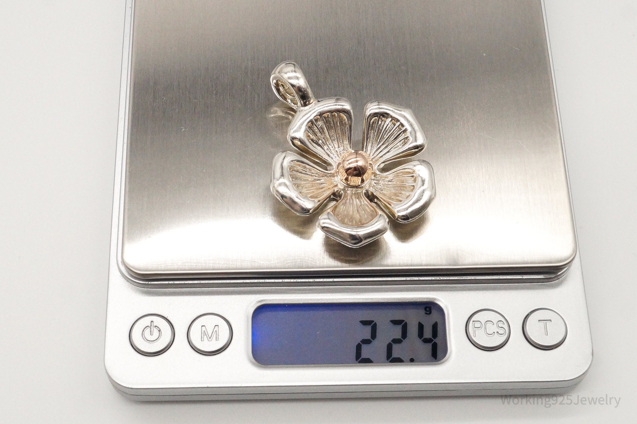 Vintage Large Espo 14K Gold Sterling Silver Quote Flower Pendant | Jewelry > Necklaces > Pendants | Wiccan Center