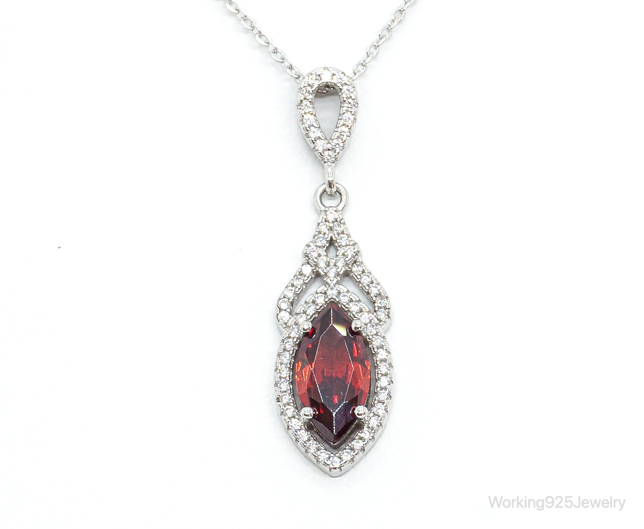 Garnet Cubic Zirconia Sterling Silver Necklace | Jewelry > Necklaces > Pendants | Wiccan Center