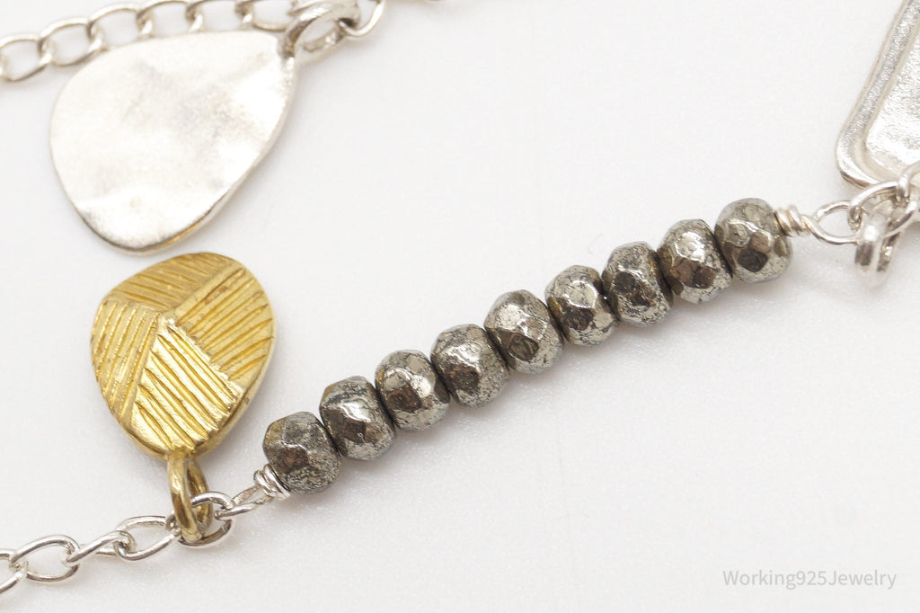 Designer Silpada "Pedal To The Metal" Pyrite Brass Sterling Silver Necklace 36" | Jewelry > Necklaces > Pendants | Wiccan Center