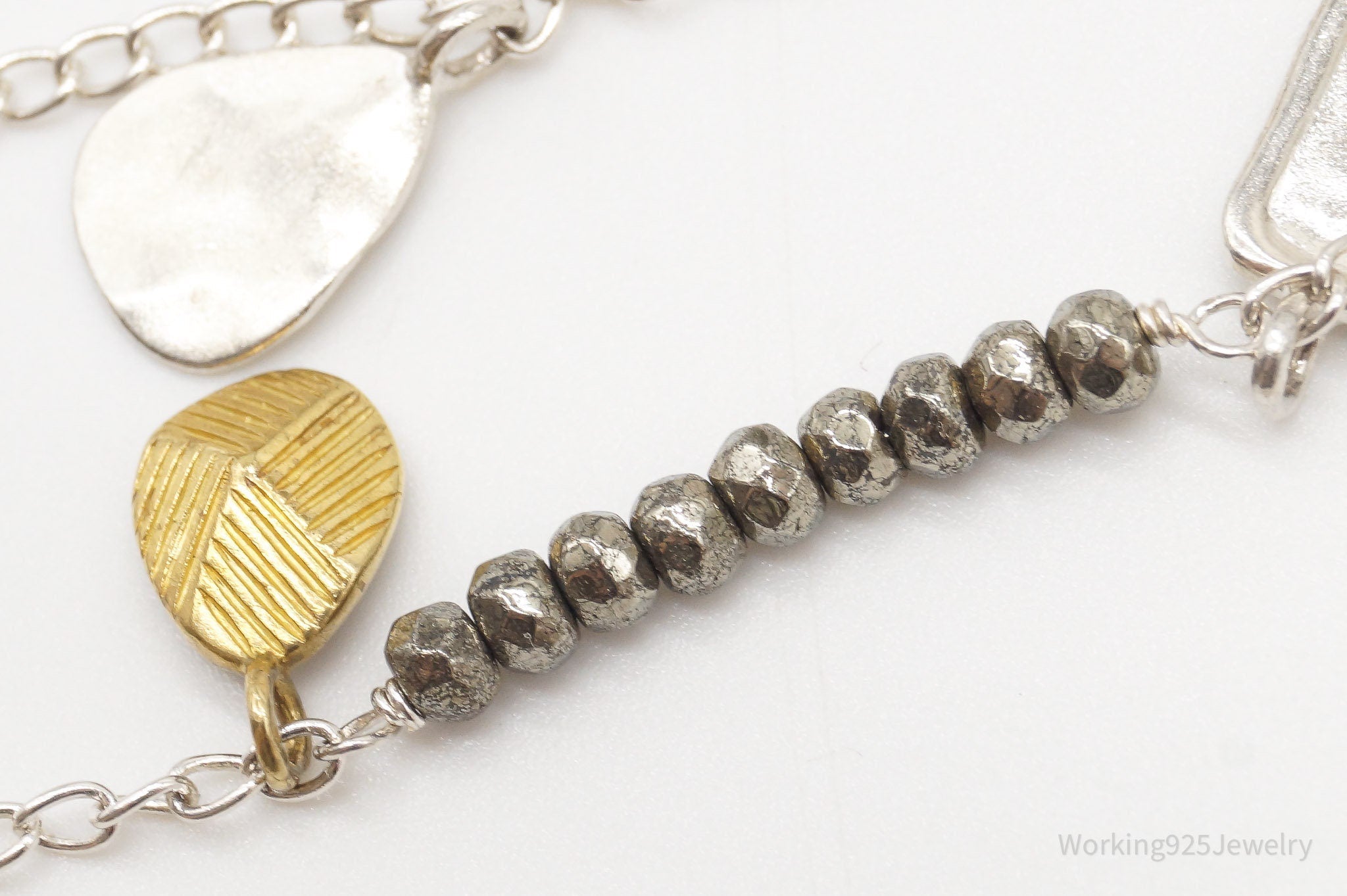 Designer Silpada "Pedal To The Metal" Pyrite Brass Sterling Silver Necklace 36" | Jewelry > Necklaces > Pendants | Wiccan Center