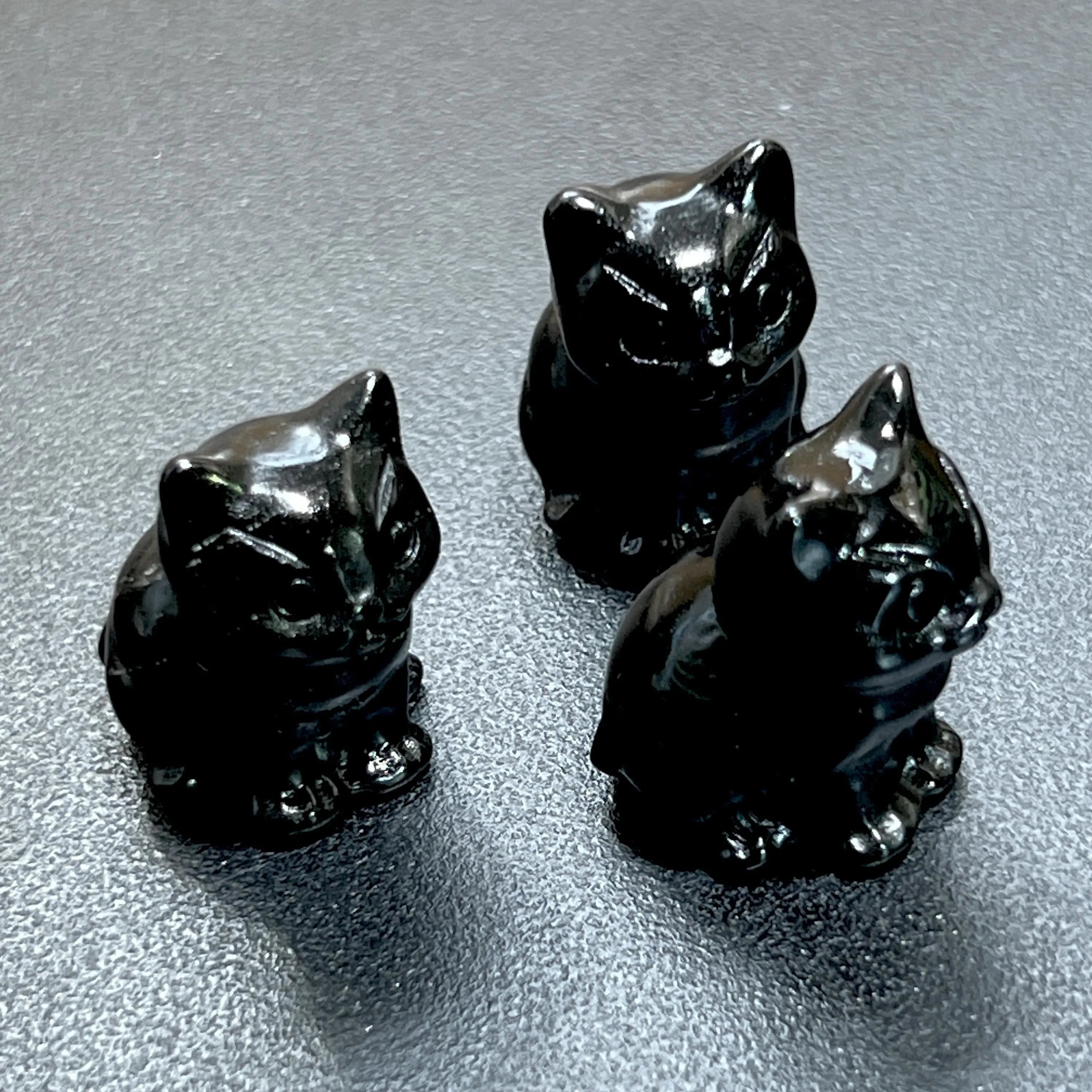 Small Black Obsidian Cat Kitten Carving Wholesale | Home & Living > Home Decor > Home Accents > Rocks & Geodes | Wiccan Center