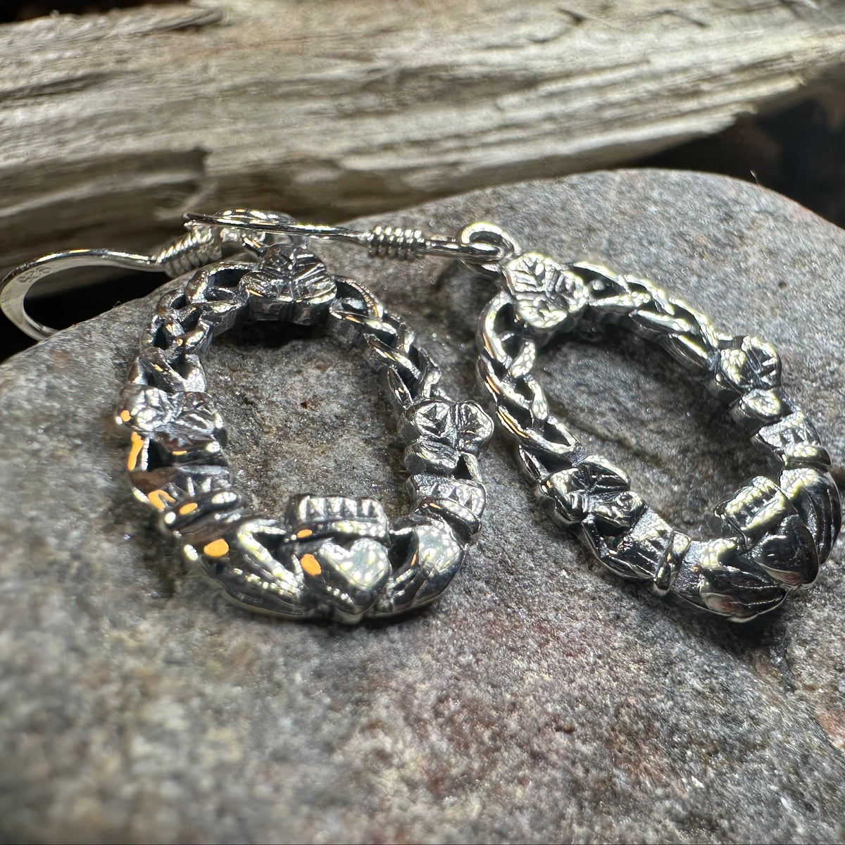 Lilith Celtic Irish Claddagh Earrings in Sterling Silver | Dangle Earrings | Wiccan Center