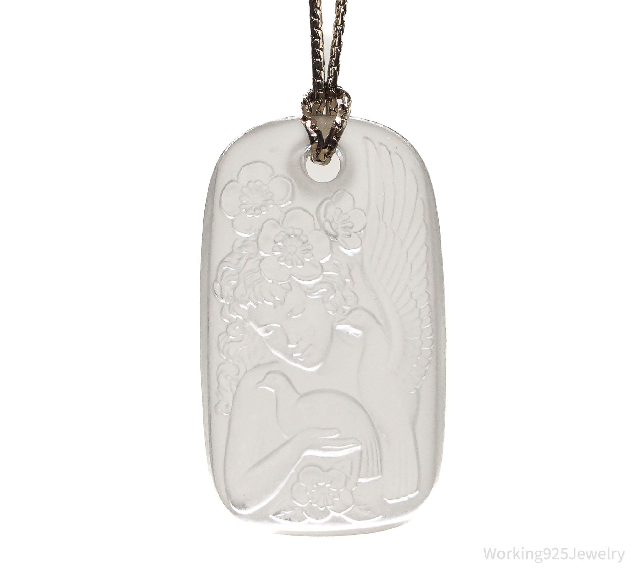Vintage Designer Bergere Angel Cherub Glass Cameo Gold Tone Necklace | Jewelry > Necklaces > Pendants | Wiccan Center