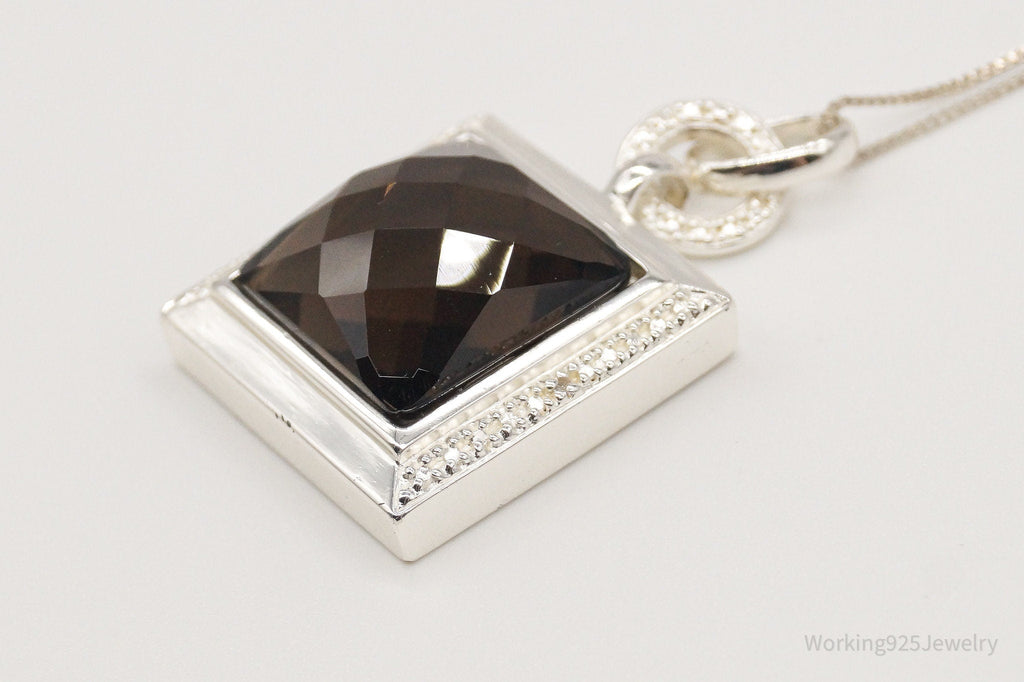 Designer Ross Simons Large Smoky Topaz Single Diamond Sterling Silver Necklace | Jewelry > Necklaces > Pendants | Wiccan Center