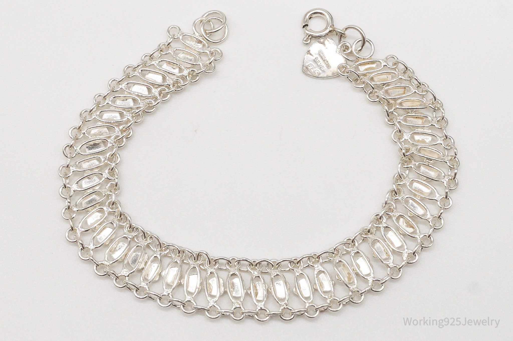 Vintage Hearts Mesh Chain Link Sterling Silver Bracelet | Jewelry > Bracelets | Wiccan Center