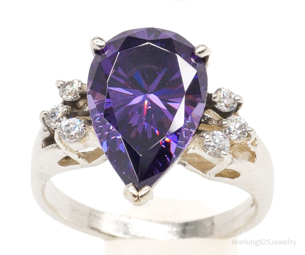 Vintage Purple & White Diamonique Sterling Silver Ring Size 6 | Jewelry > Rings | Wiccan Center