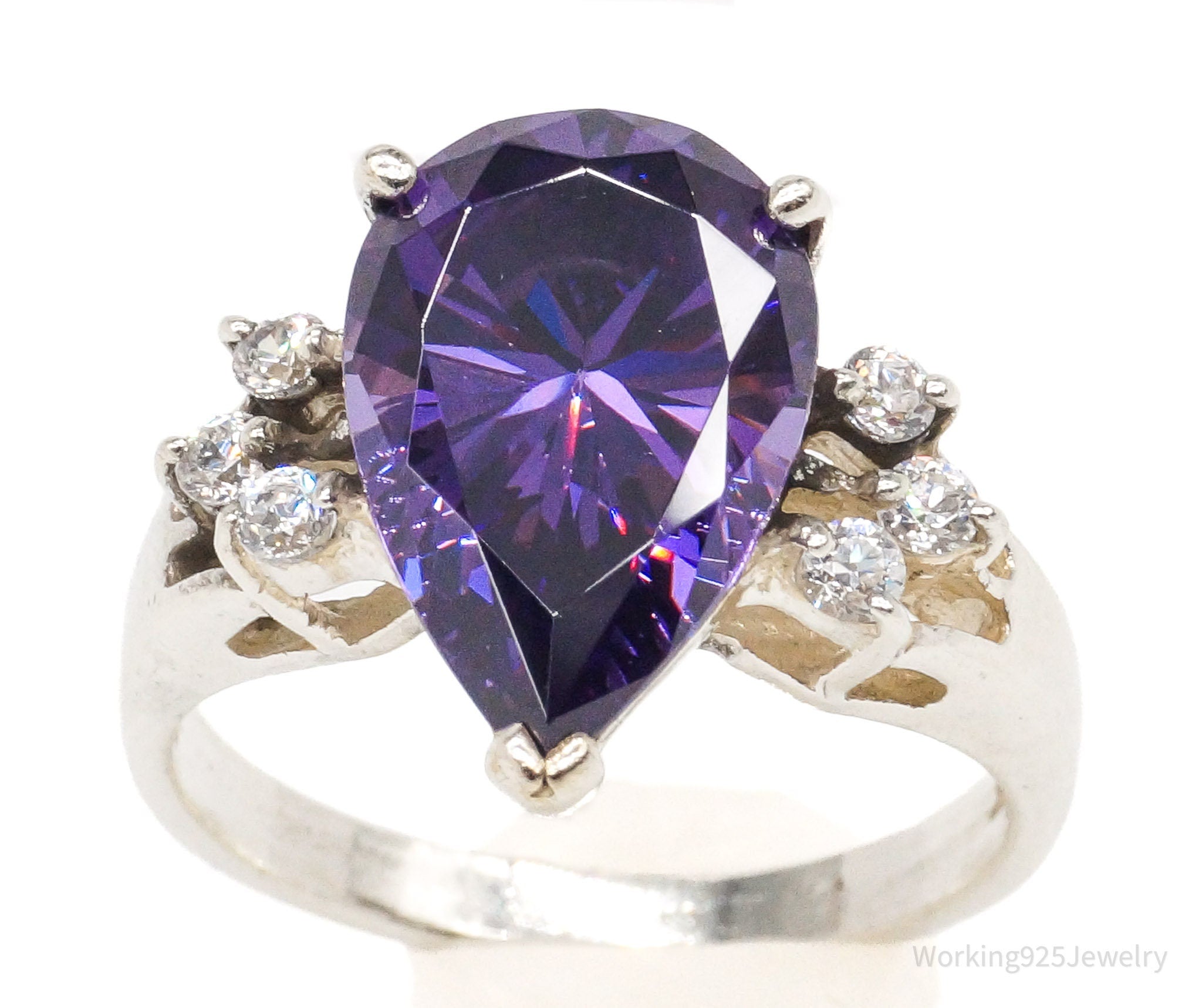 Vintage Purple & White Diamonique Sterling Silver Ring Size 6 | Jewelry > Rings | Wiccan Center