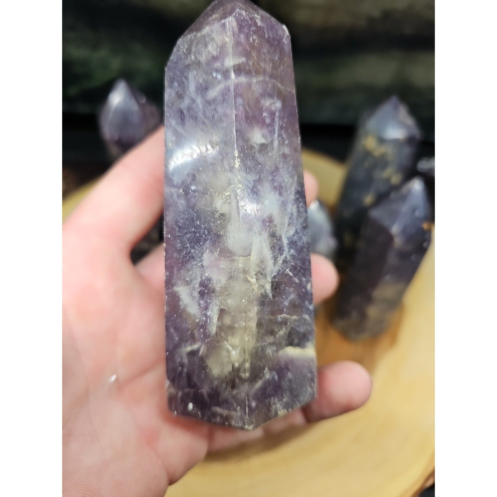 Purple Mica Lepidolite Crystal Tower — 300g–400g, Africa | CrystalCloud Company | Crystal Points & Towers | Wiccan Center