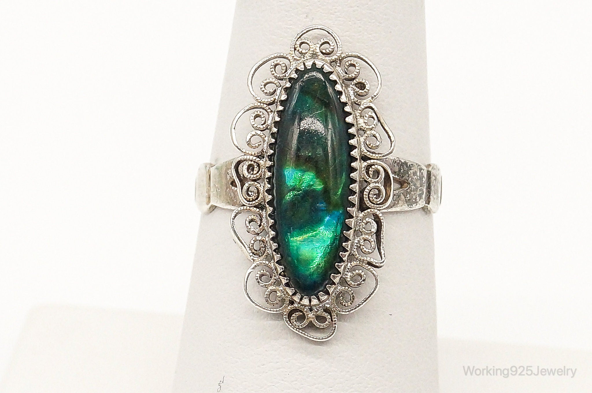 Vintage Native American Paua Abalone Shell Sterling Silver Ring - SZ 6.75 | Jewelry > Rings | Wiccan Center