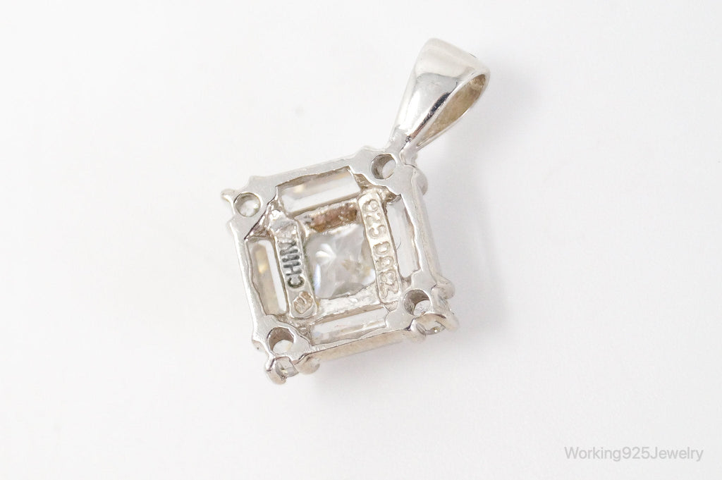 Vintage Art Deco Cubic Zirconia Sterling Silver Necklace Pendant | Jewelry > Necklaces > Pendants | Wiccan Center