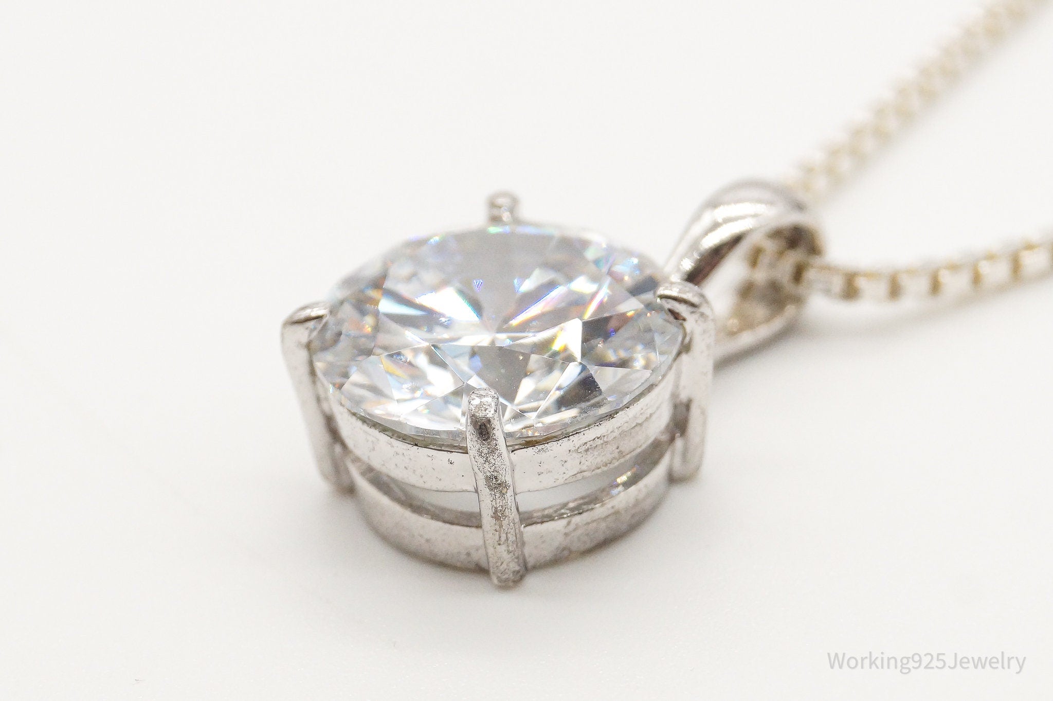 Vintage Large Cubic Zirconia Sterling Silver Necklace | Jewelry > Necklaces > Pendants | Wiccan Center