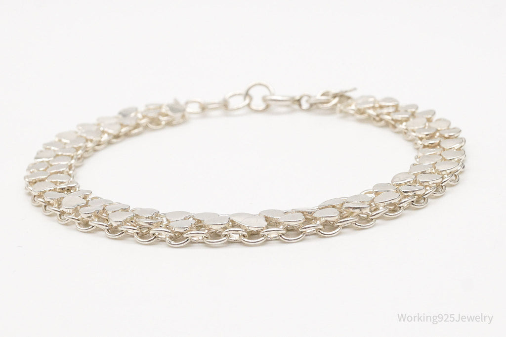 Vintage Hearts Mesh Chain Link Silver Bracelet | Jewelry > Bracelets | Wiccan Center
