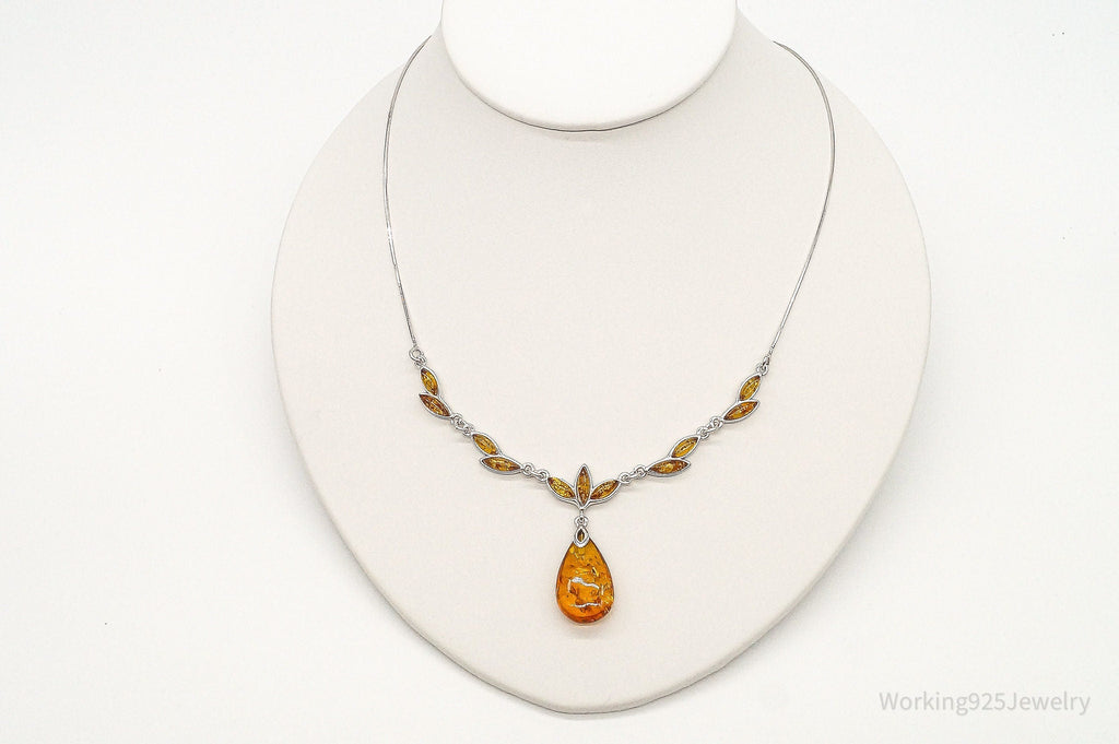 Vintage Designer Amber Sterling Silver Necklace | Jewelry > Necklaces > Pendants | Wiccan Center
