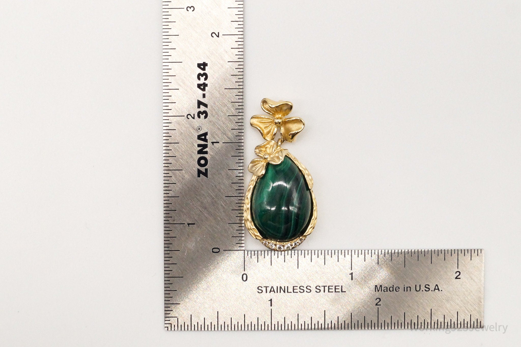 Designer Ross Simons Malachite Cubic Zirconia Gold Over Sterling Silver Pendant | Jewelry > Necklaces > Pendants | Wiccan Center