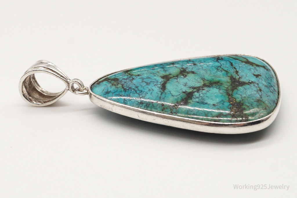 Vintage Large Turquoise Sterling Silver Necklace Pendant | Jewelry > Necklaces > Pendants | Wiccan Center