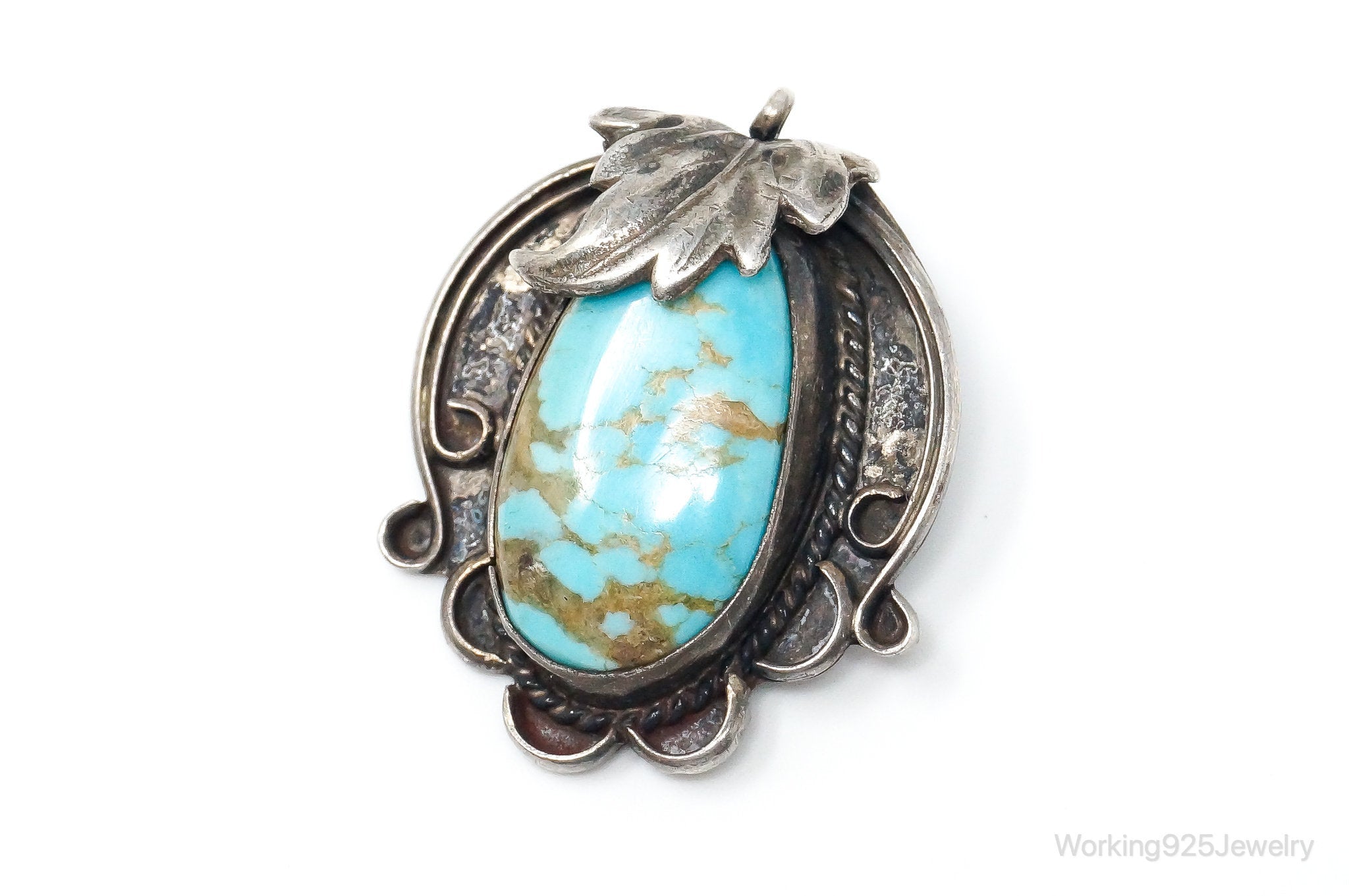 Vintage Native American Unsigned Turquoise Sterling Silver Pendant Brooch Pin | Jewelry > Necklaces > Pendants | Wiccan Center