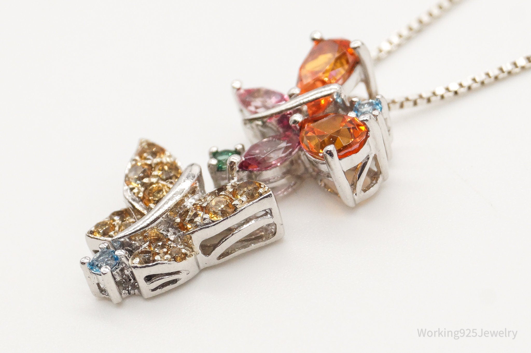Vintage Multiple Gemstone Butterflies Sterling Silver Necklace | Jewelry > Necklaces > Pendants | Wiccan Center