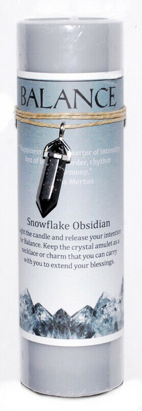 Balance Pillar w/Snowflake Obsi | Candle | Wiccan Center