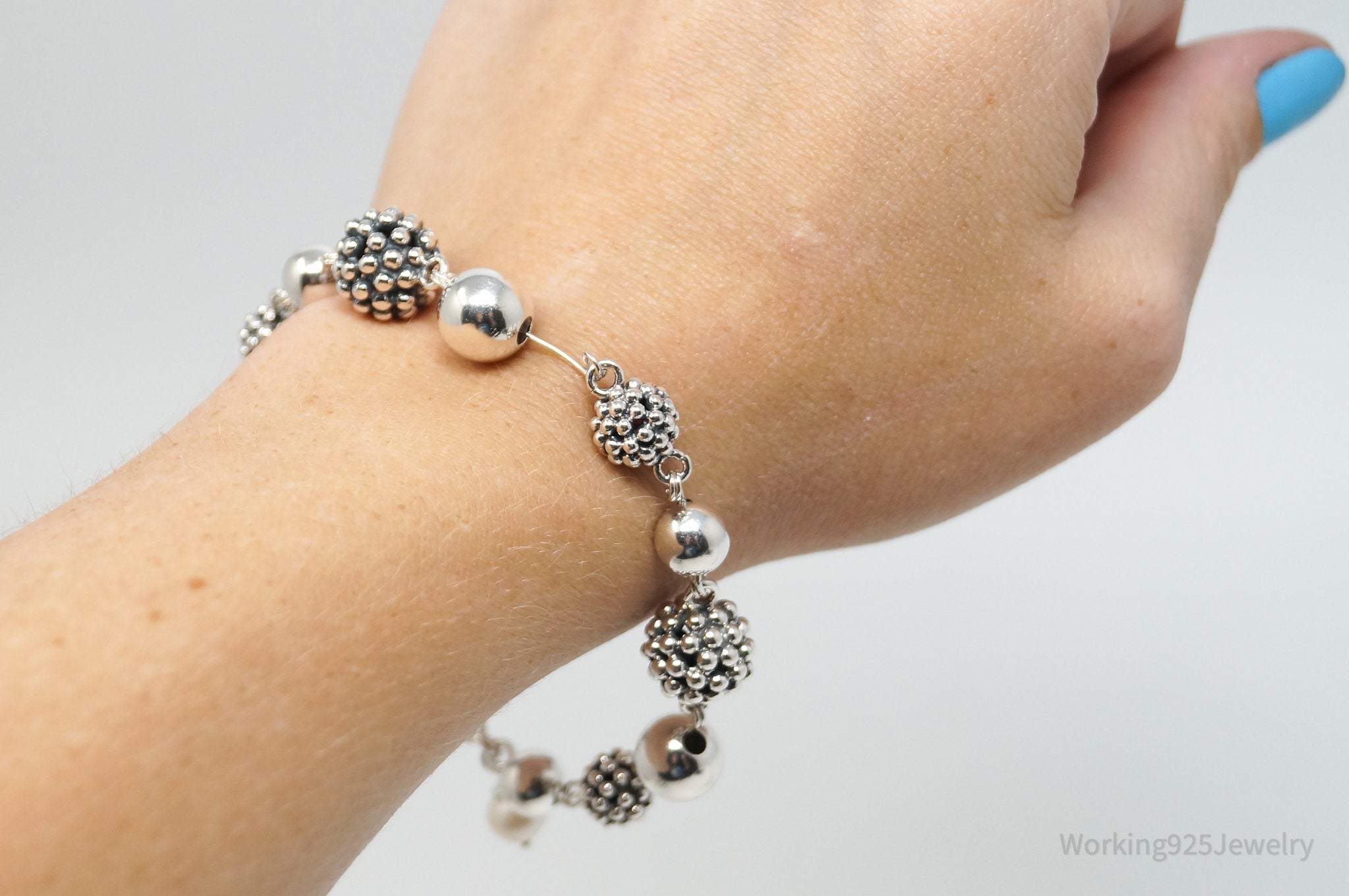 Vintage Designer Michael Dawkins Pearl Spotted Ball Sterling Silver Bracelet | Jewelry > Bracelets | Wiccan Center