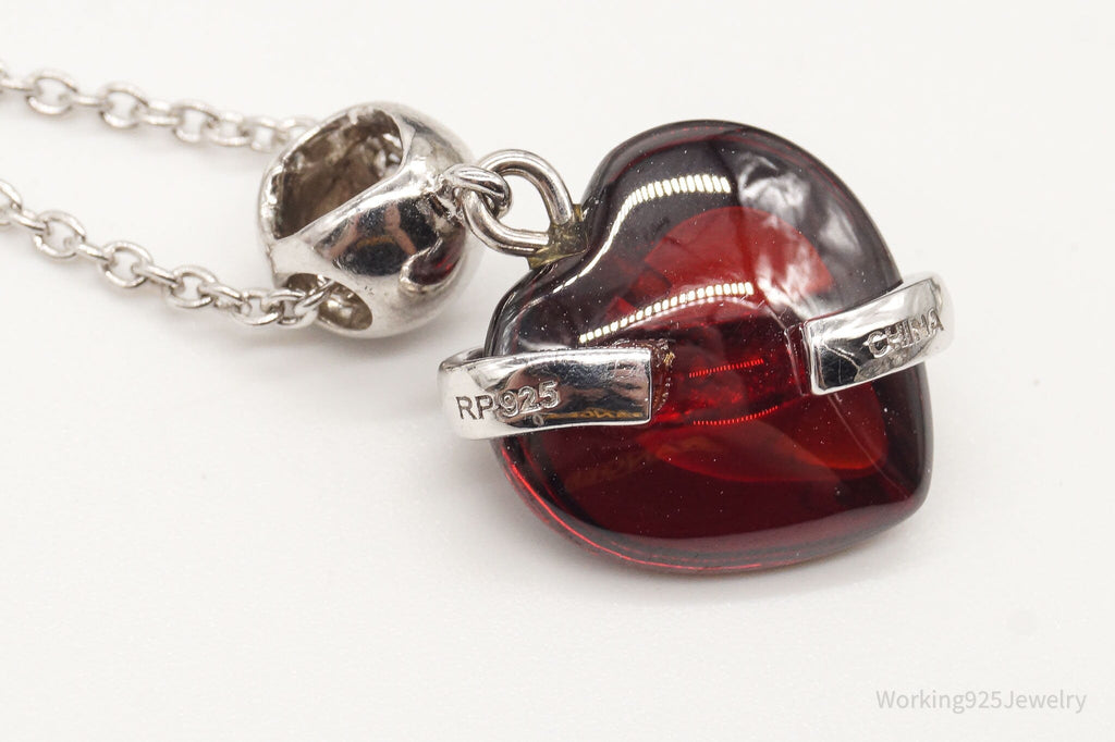 Vintage Designer RP Cubic Zirconia Glass Heart Sterling Silver Necklace | Jewelry > Necklaces > Pendants | Wiccan Center