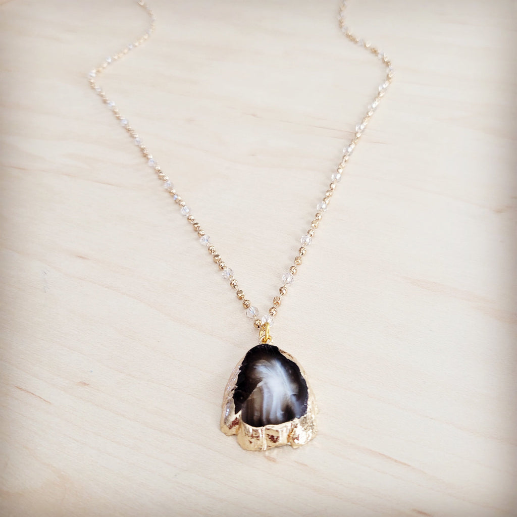 **Gilded Black Agate Necklace 257ma | Necklace | Wiccan Center