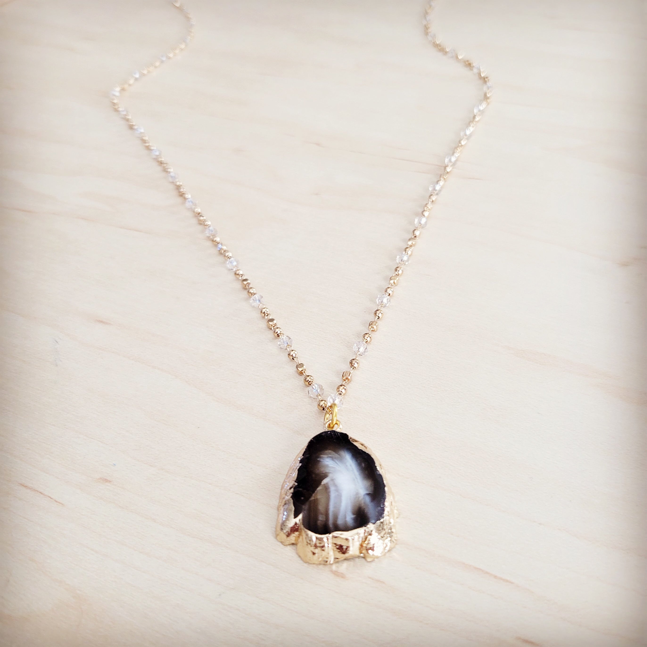 **Gilded Black Agate Necklace 257ma | Necklace | Wiccan Center