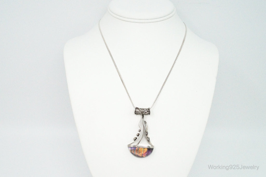 RARE Design Nancy E Foster Modernist Glass Sterling Silver Chain Necklace | Jewelry > Necklaces > Pendants | Wiccan Center