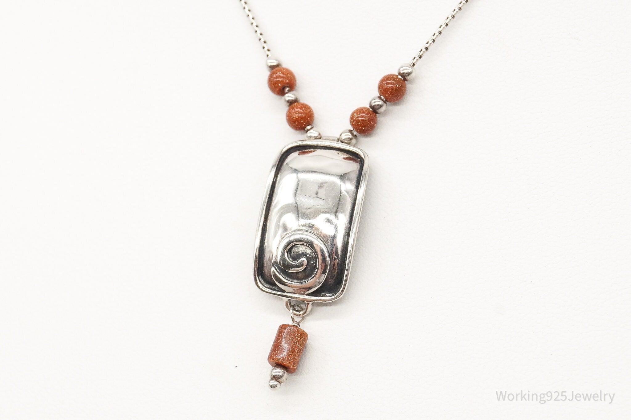 Designer Silpada Goldstone Hammered Sterling Silver Necklace | Jewelry > Necklaces > Pendants | Wiccan Center